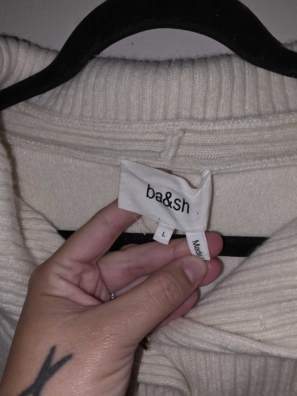 ba&sh Cream Wide-Sailor Collar Ribbed Pullover - Picture 3 of 6